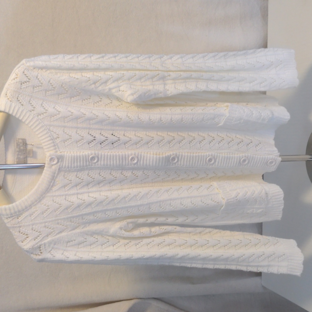 NWT Women's Carolyn Taylor Button Up Cardigan in White Size L - Picture 2 of 8